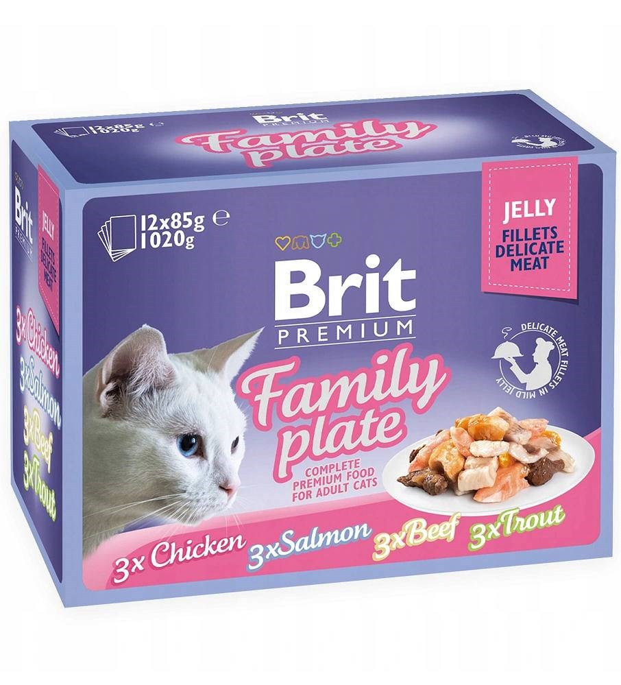 BRIT Premium Cat Pouch Jelly Fillet Family Plate - wet cat food - 12 x 85g Image 1