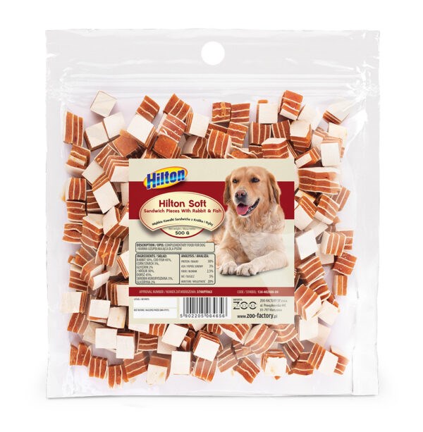 HILTON Sandwich pieces with rabbit and fish - Dog treat - 500 g Image 1