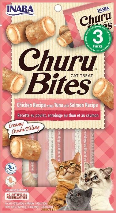 INABA Churu Bites Chicken with tuna and salmon - cat treats - 3x10 g Image 1
