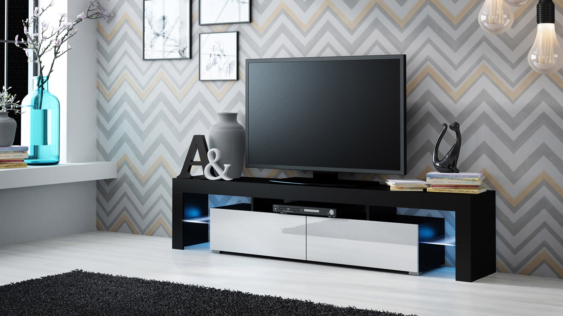 RTV SOLO cabinet 200x45x35 black/gloss white Image 1