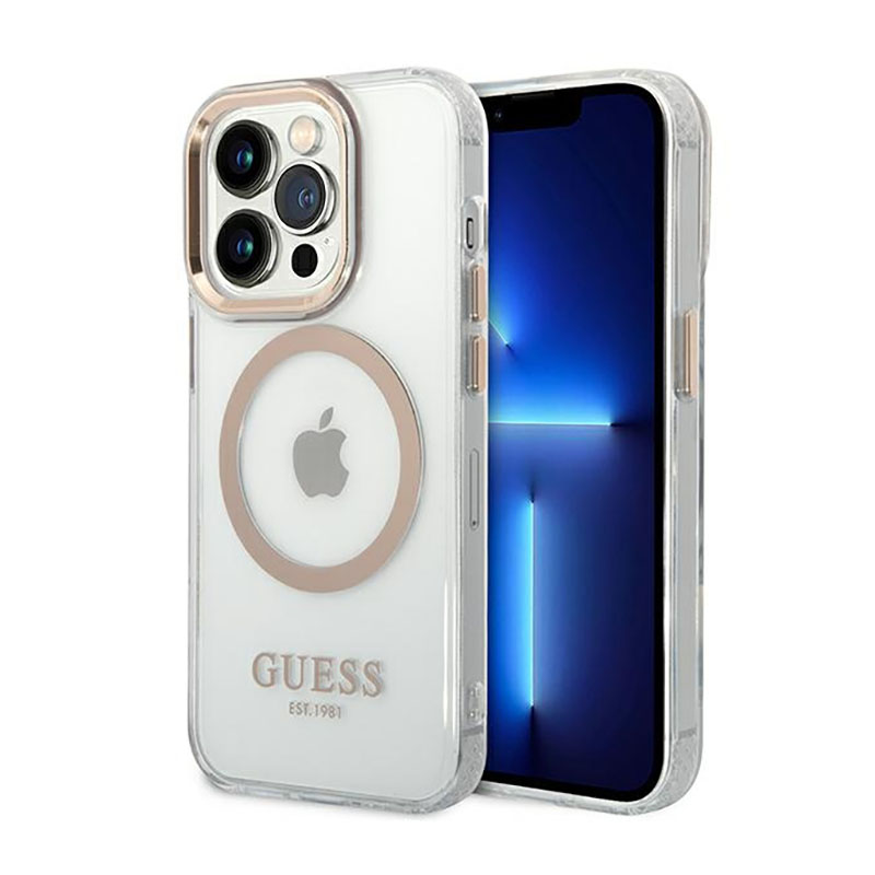 Guess Metal Outline MagSafe - Case for iPhone 14 Pro (Clear) Image 1