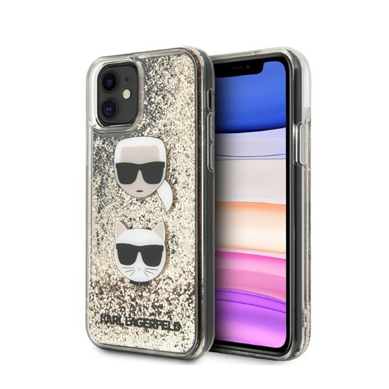 Karl Lagerfeld Liquid Glitter 2 Heads - Case for iPhone 11 (Gold) Image 1