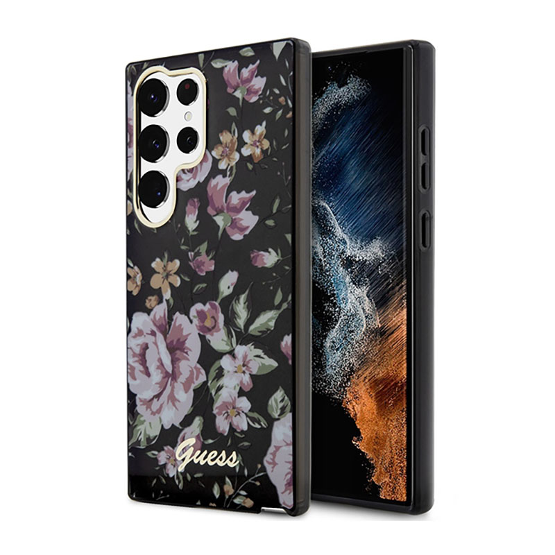 Guess Flower Collection - Case for Samsung Galaxy S23 Ultra (Black) Image 1