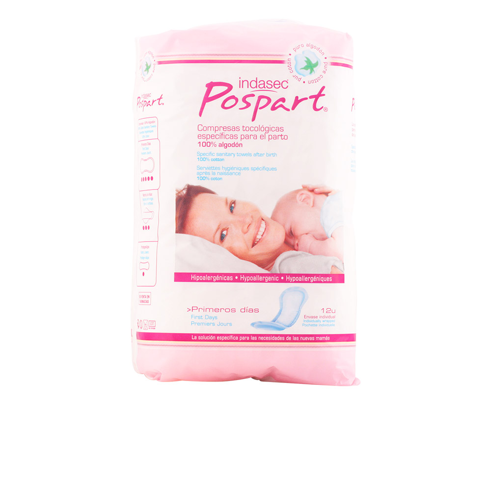 Indasec Pospart Tocological Compresses 100% Cotton 12 Units Image 1