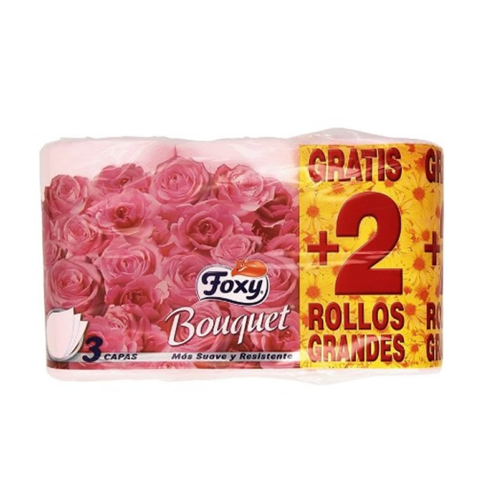 Foxy Bouquet Color Toilet Paper 3 Layers 4 + 2 Rolls Image 1