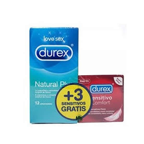 Durex Love Sex Natural Plus 12 Condoms + 3 Sensitive Image 1