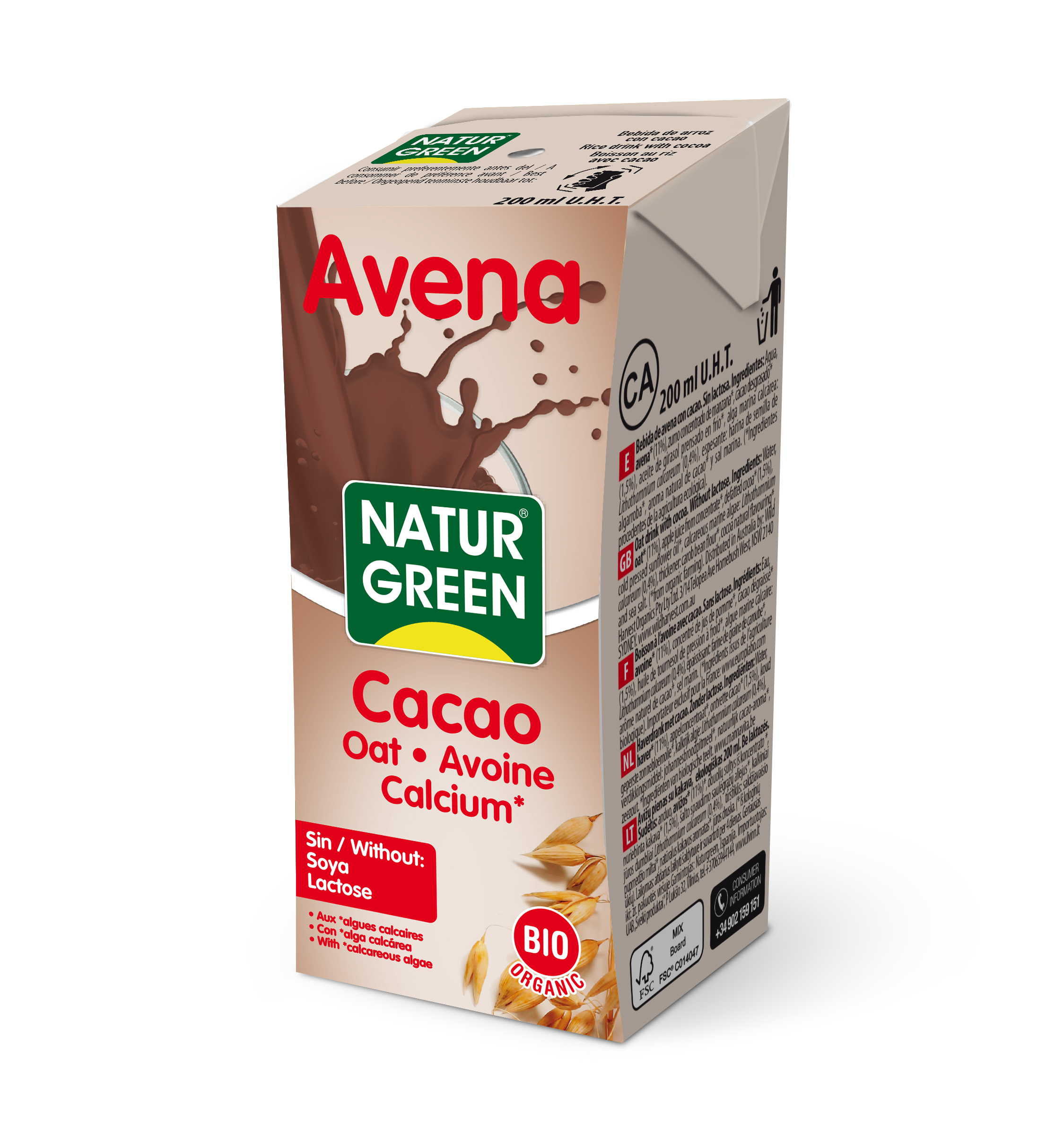 Naturgreen Naturgeen Bebida Avena Chocolate 200ml Image 1