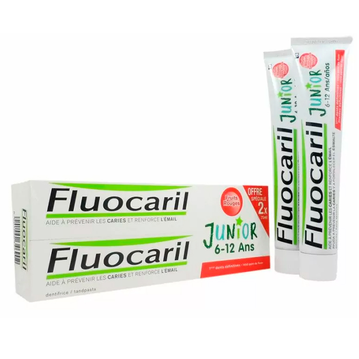 Fluocaril Junior Red Fruits Tooth Paste 2x75ml Image 1