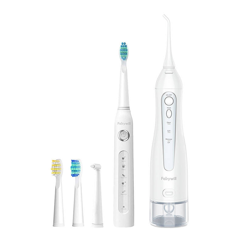 Sonic toothbrush with tip set and water fosser FairyWill FW-507+FW-5020E (white) Image 1