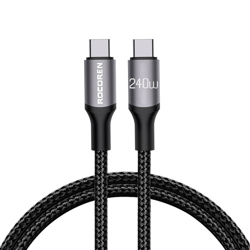 Fast Charging cable Rocoren USB-C to USB-C Retro Series 1m 240W (grey) Image 1