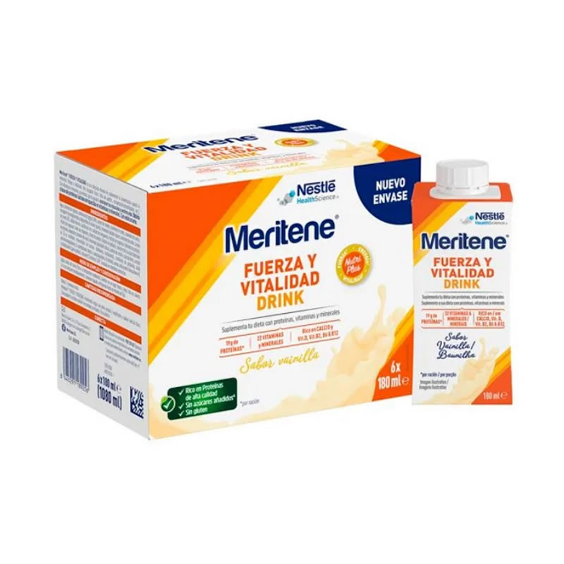 Meritene Strength And Vitality Drink Vanilla - 6 x 180 ml Image 1