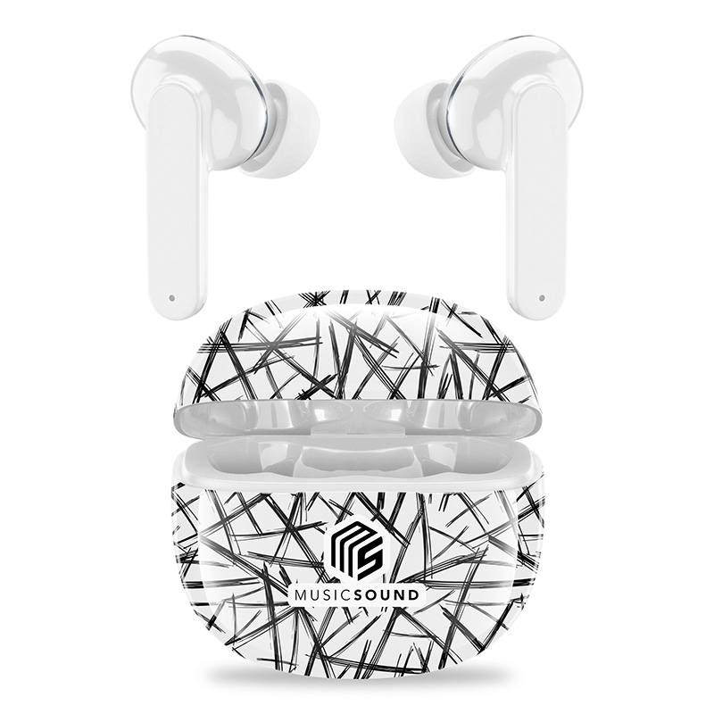 Cellularline Music Sound Fancy - Bluetooth V5.3 TWS wireless headphones with charging case (white/black) Image 1