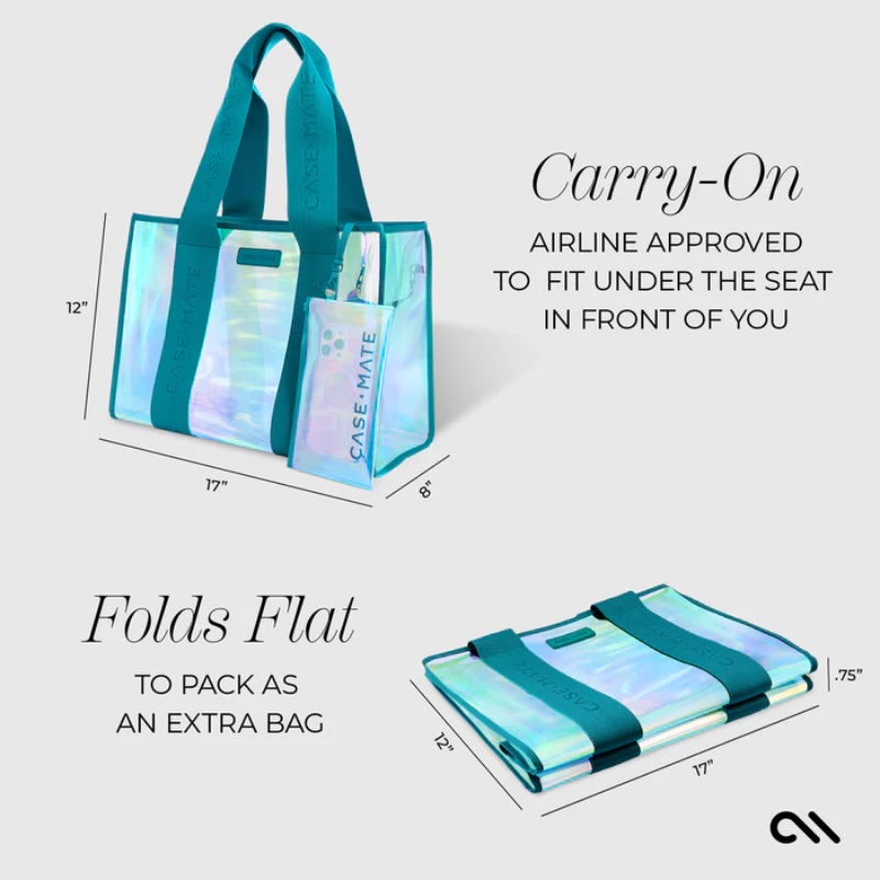 Case-Mate Large Travel Tote Bag – Waterproof Shoulder Bag with Phone Pouch (Emerald Blue Soap Bubble) Image 2