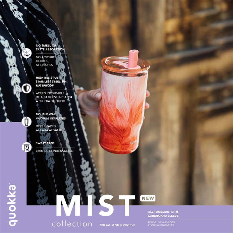 Quokka Mist - Stainless Steel Thermal Mug 720 ml with Straw (Violet Blooms) Image 2