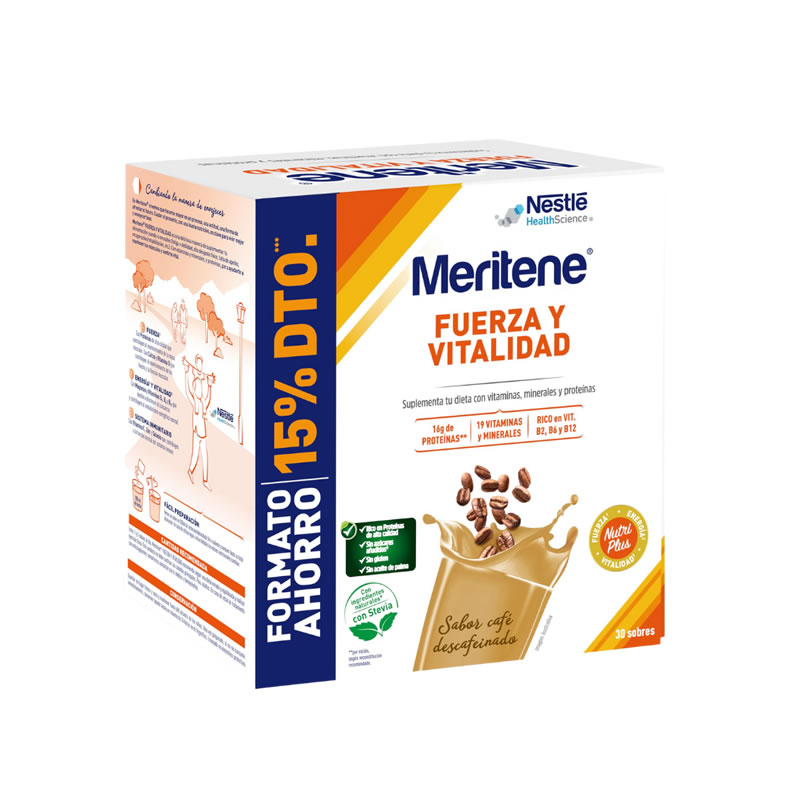 Meritene Strength And Vitality Decaffeinated Coffee Flavor 30 Sachets Image 1