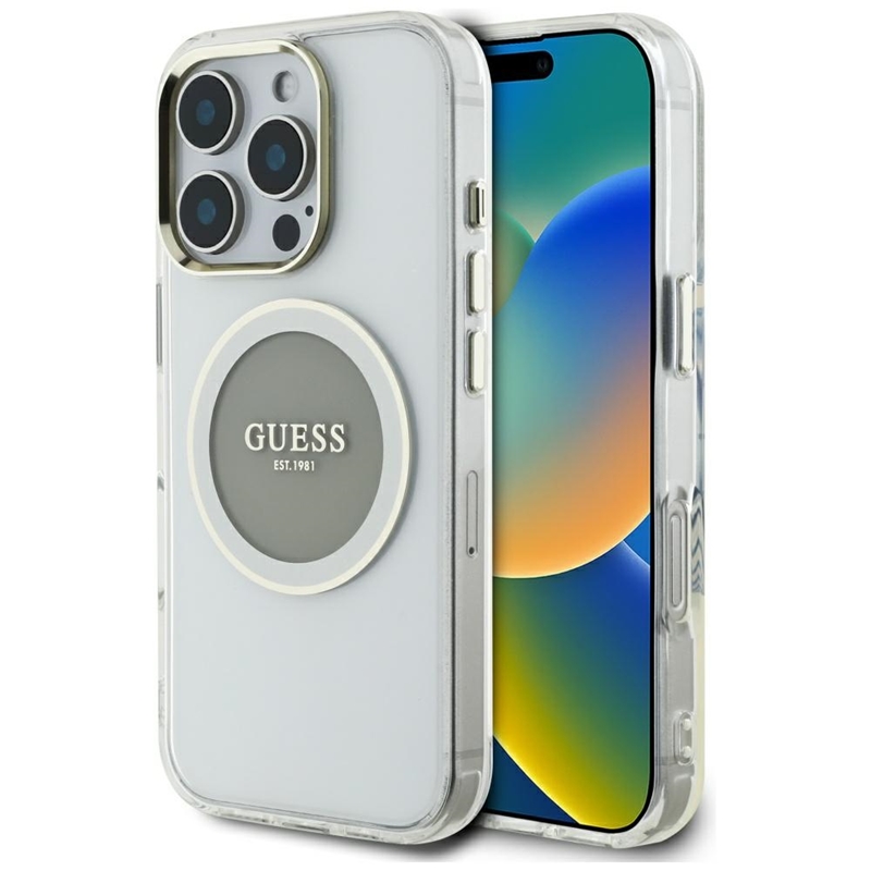 Guess IML Metal Colored Circle Classic Logo MagSafe - Case for iPhone 16 Pro (gray) Image 1