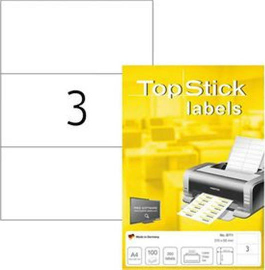 Topstick 300 Αυτοκόλλητες Ετικέτες Α4 Ορθογώνιες 210x99mm