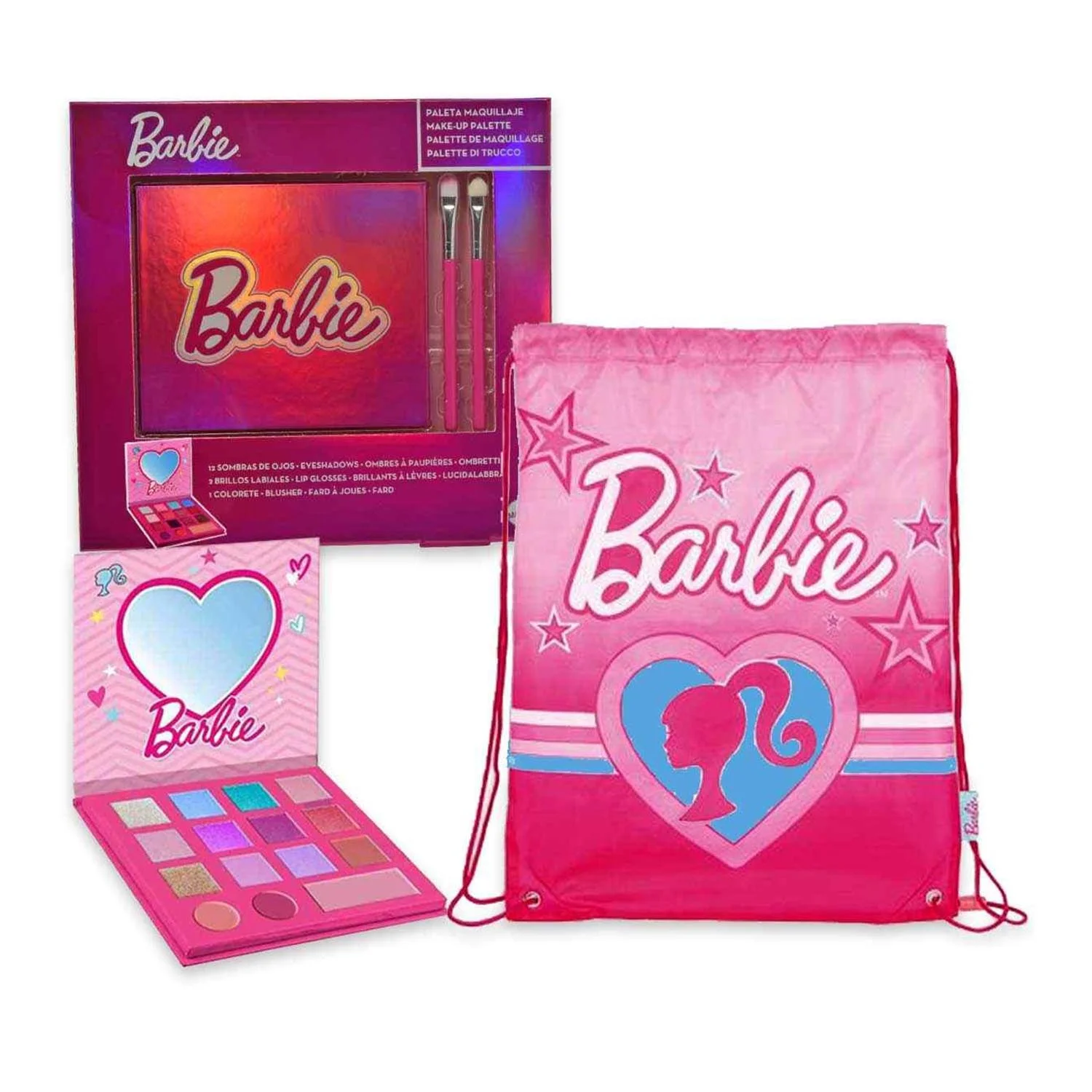 Cartoon Barbie Niños Set Sombra De Ojos y Brillo De Labios 1un Image 1
