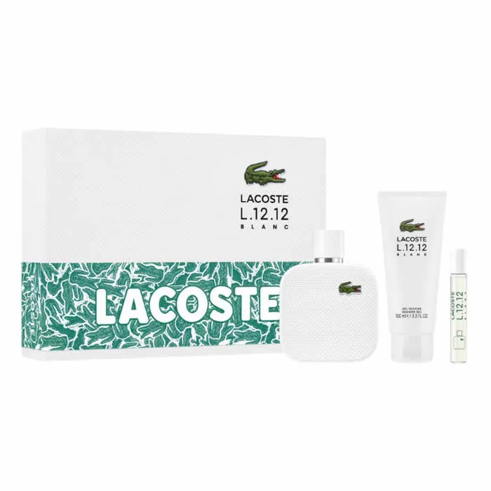 Lacoste L 12 12 Blanc Eau de Toilette Spray 100ml Set 3 Pieces Image 1