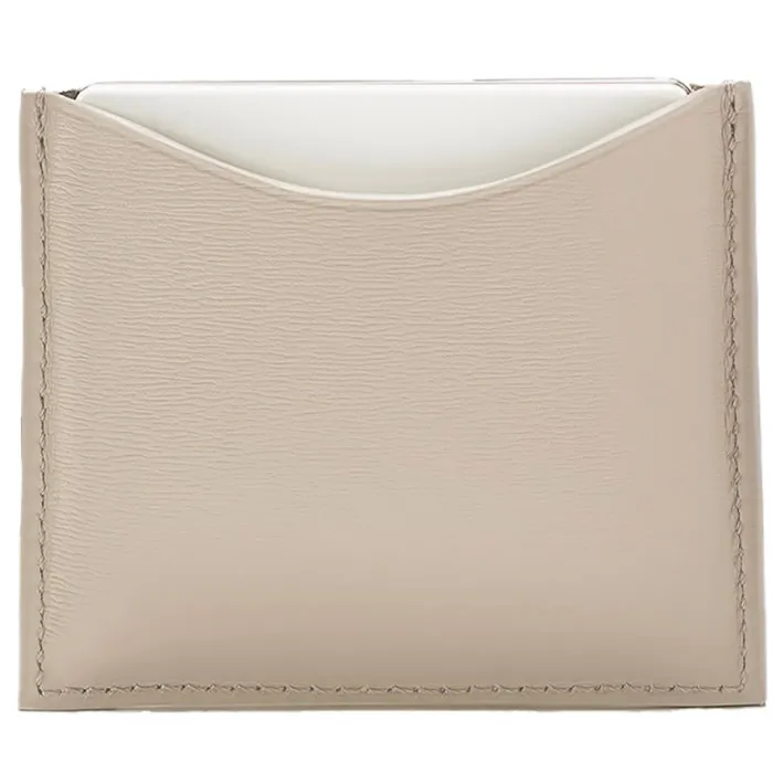 La Bouche Rouge Beige Leather Compact Case Image 1