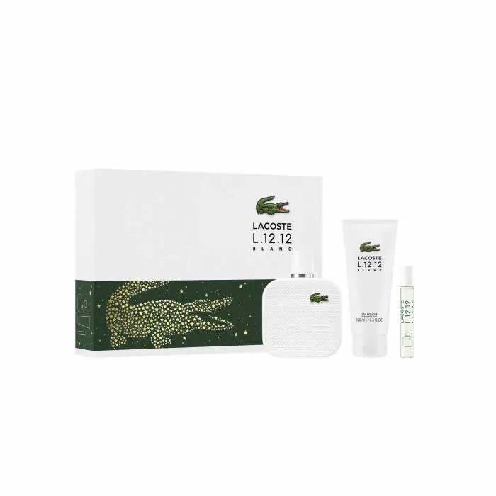 Lacoste L.12.12 Blanc Men Eau De Toilette Spray 100ml Set 3 Pieces Image 1