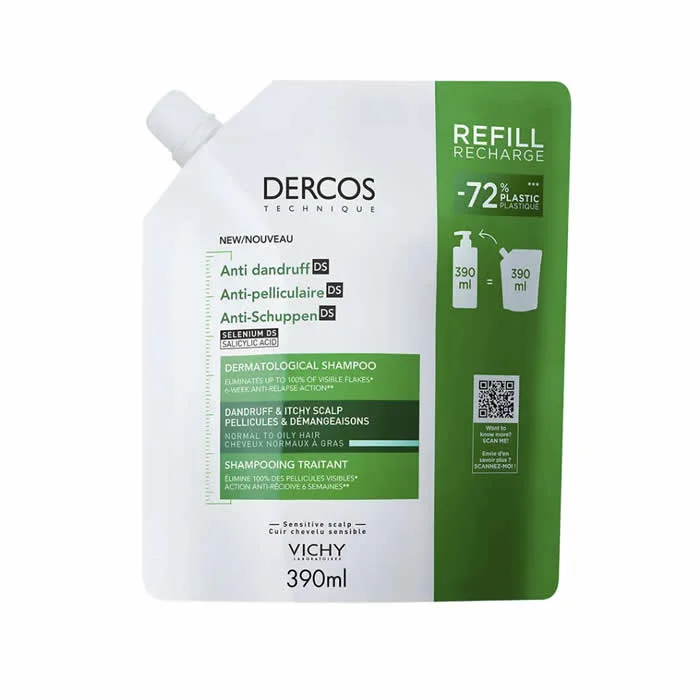 Dercos Anti-dandruff Shampoo Dry Hair Ecorefill 390ml Image 1
