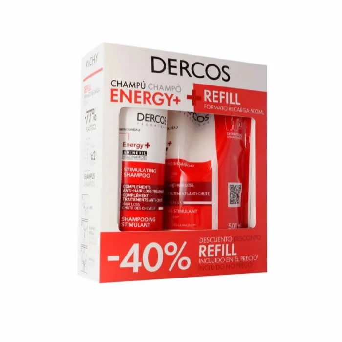 Vichy Dercos Energy+ Stimulating Anti-Hair Loss Shampoo 400ml + Refill 400ml Image 1
