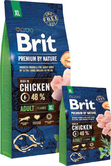 Brit Premium by Nature Adult XL 15kg Ξηρά Τροφή χωρίς Γλουτένη για Ενήλικους Σκύλους Μεγαλόσωμων Φυλών με Κοτόπουλο