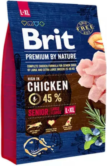 Brit Premium by Nature Senior L/XL 15kg Ξηρά Τροφή για Ηλικιωμένους Σκύλους Μεγαλόσωμων Φυλών με Κοτόπουλο